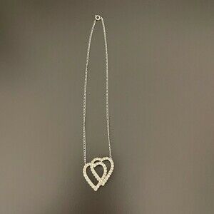 Ora Silver-tone Chain Hearts Rhinestones Women's Fashion Necklace NWOT